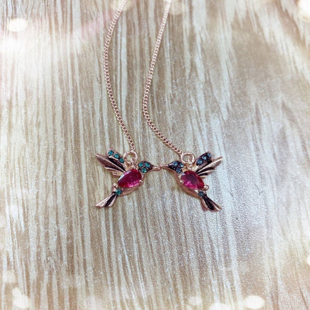 Multi Color Hummingbird Thread Earrings - Picture 3 of 3